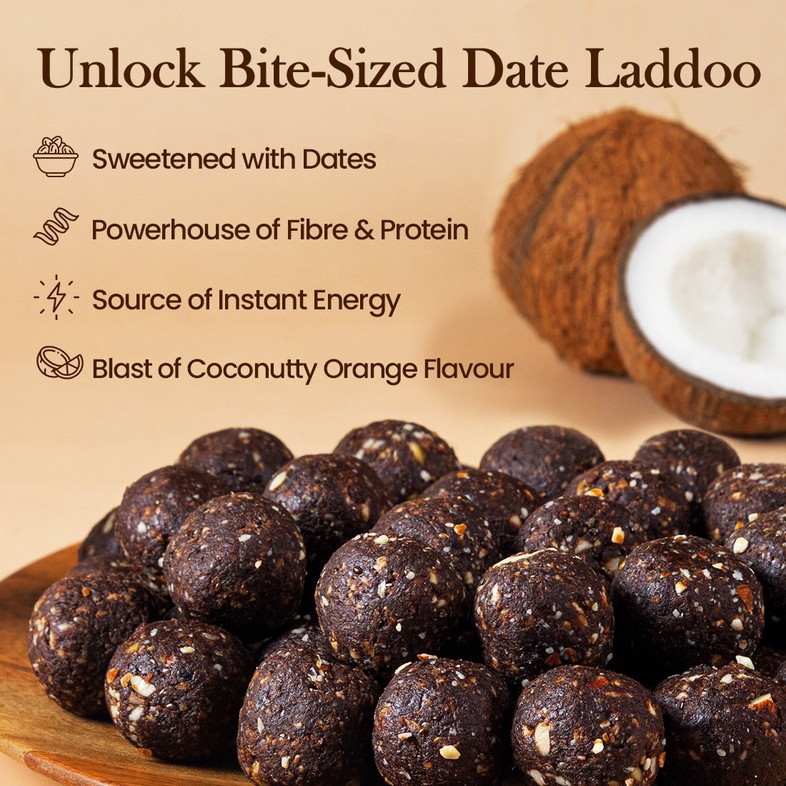 Coconut Orange Date Laddoos - Pack of 1