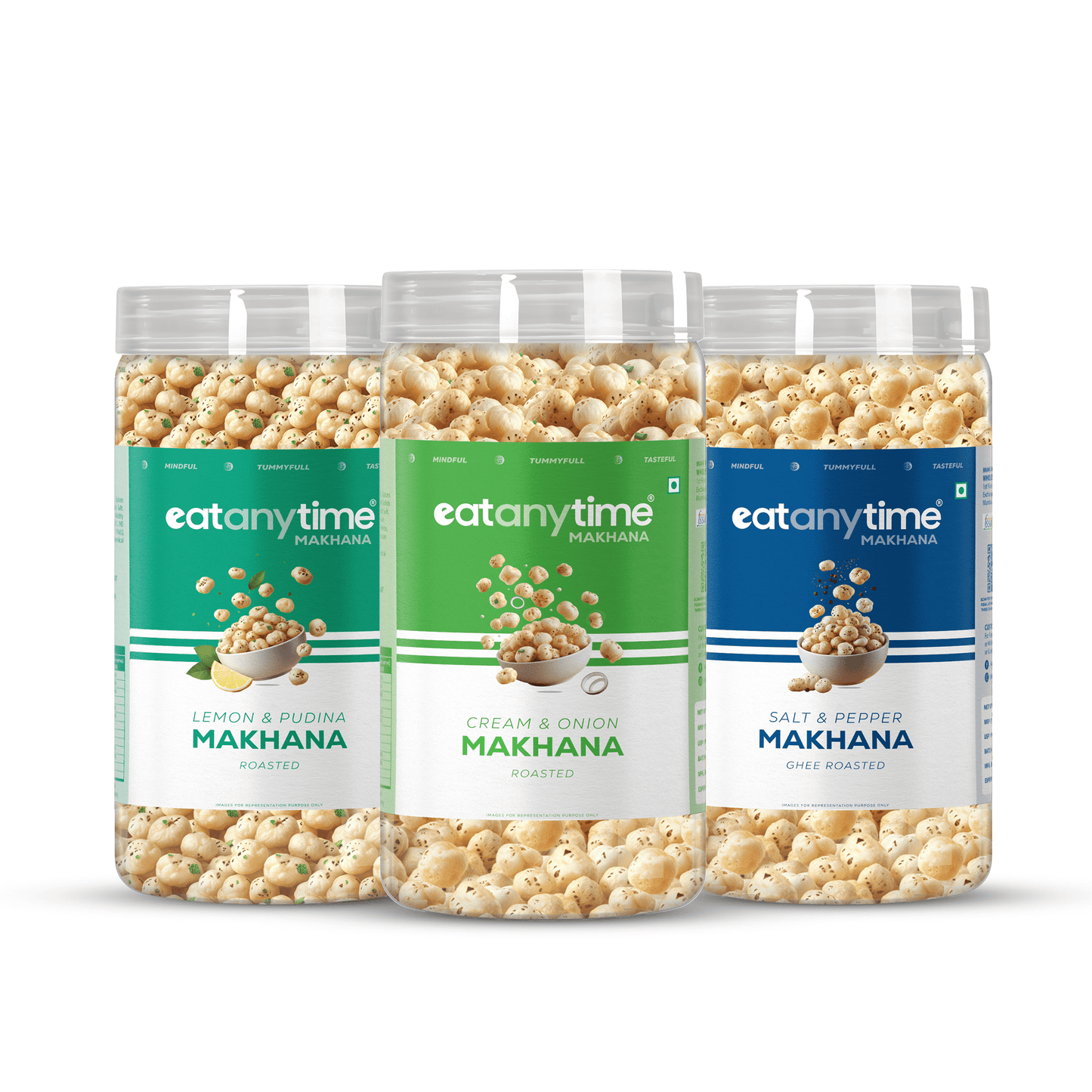 Makhana Combo - Salt & Pepper, Cream & Onion, Lemon & Pudina